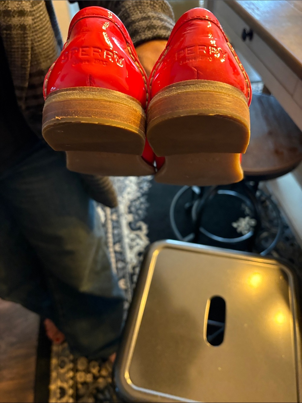 Sperry Red Patent Leather Penny Loafers - Picture 2 of 2